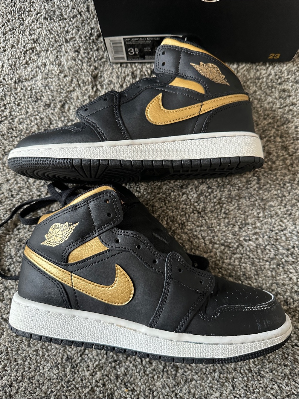 Jordan Kids' High-Top Sneakers in Black and Gold - Picture 4 of 5